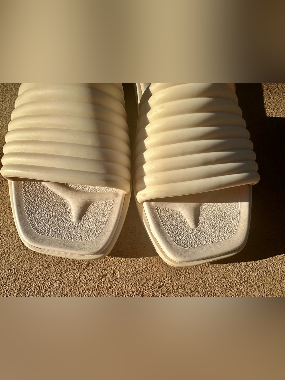 CROCS Ribbed Slide Sandals in Cream White - Picture 6 of 8